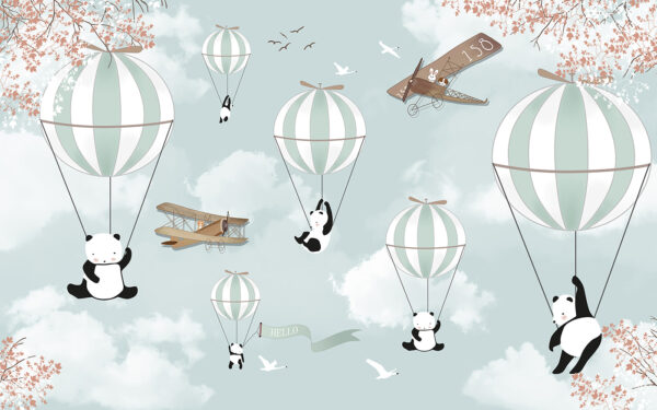 Pandas and hot air balloons in the sky Pandas and hot air balloons in the sky