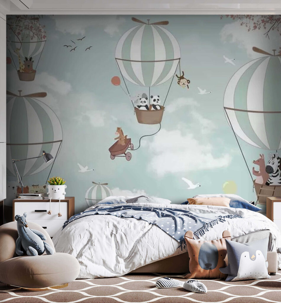 Pandas and hot air balloons in the sky Pandas and hot air balloons in the sky