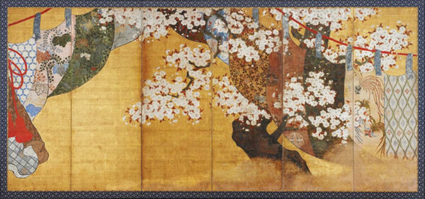 Screen with a painting of a tree Screen with a painting of a tree