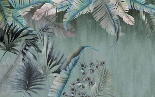 Lush tropical leaves in soft hues Lush tropical leaves in soft hues