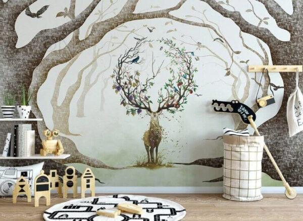 Painting of a deer with branches on it Painting of a deer with branches on it