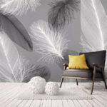 Wall murals Delicate feathers in soft monochrome