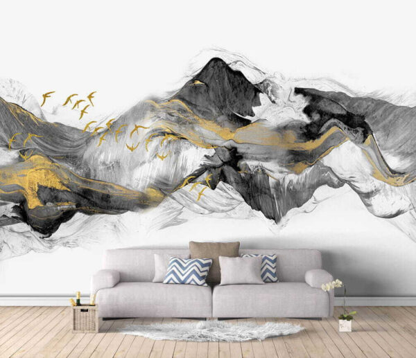 Painting of mountains with birds flying u04963pig1 600x517 - Painting of mountains with birds flying - tegory
