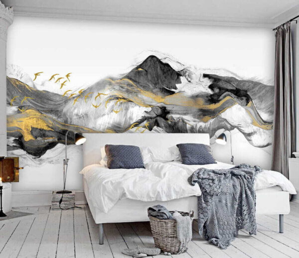 Painting of mountains with birds flying u04963pib1m 600x518 - Painting of mountains with birds flying - tegory