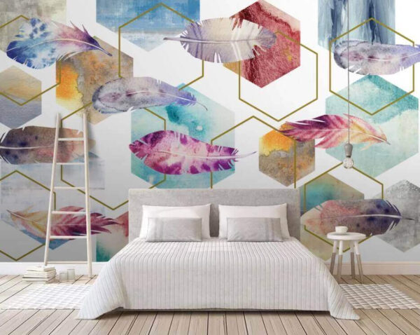Colorful feathers and hexagons u06004pib1m 600x478 - Colorful feathers and hexagons - tegory