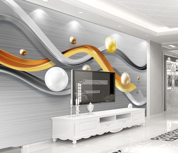 Metallic curves with floating orbs. Metallic curves with floating orbs.