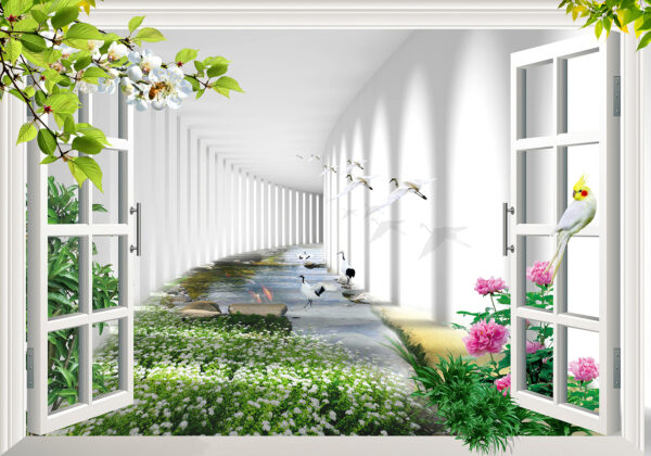 u06326p 600x420 - Window with a view of a pond and flowers - tegory