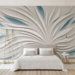 Wall murals White and blue design on a grey surface