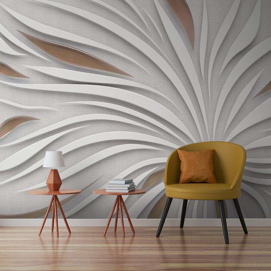 Wall murals Radiant white petals with metallic accents.