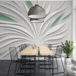 Wall murals A white and green design