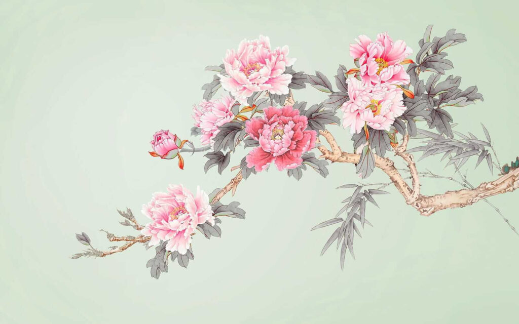 Branch with pink flowers Branch with pink flowers