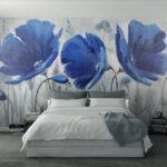 Wall murals Painting of blue flowers