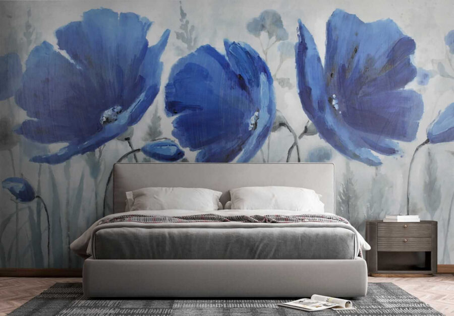 Painting of blue flowers