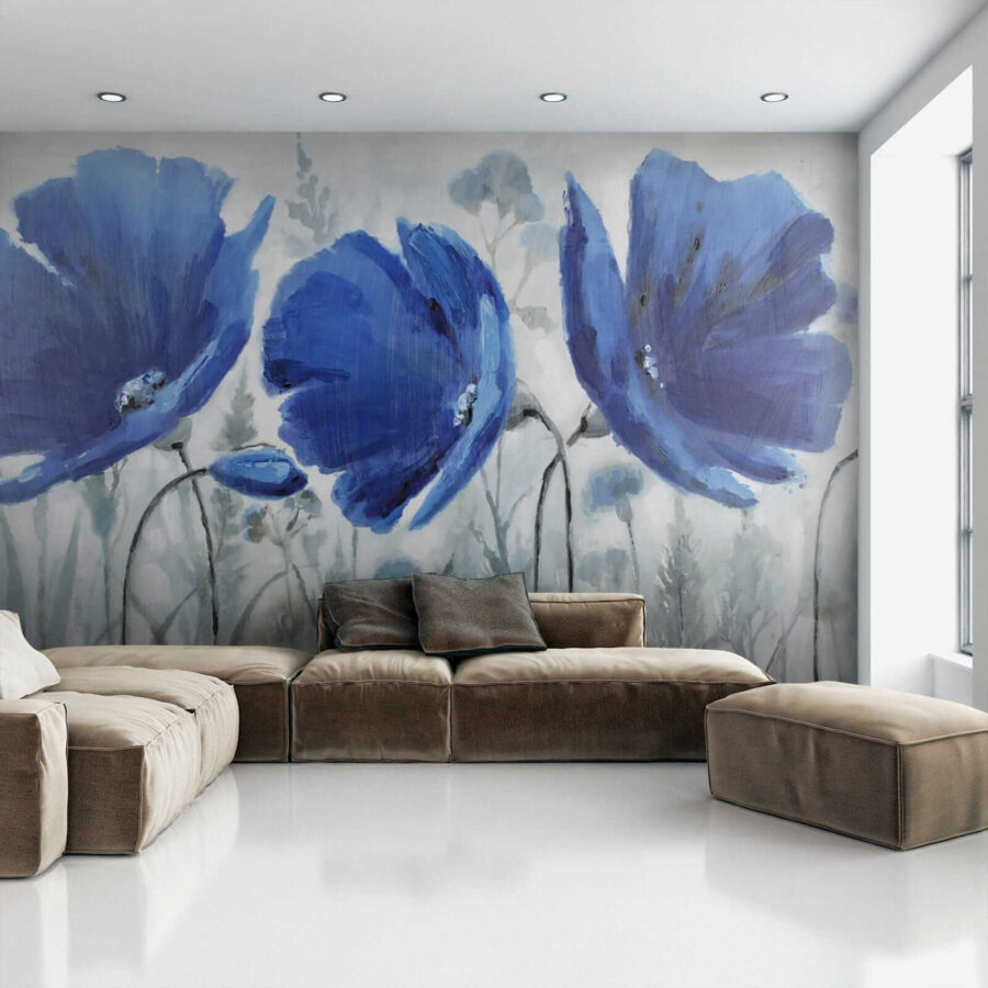 Painting of blue flowers