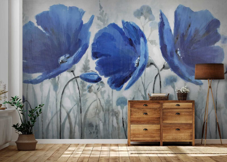 Painting of blue flowers