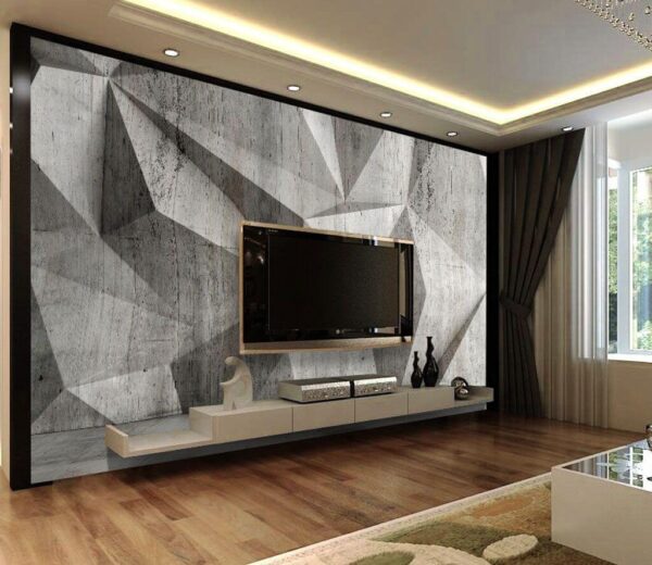 A concrete wall with a triangular pattern A concrete wall with a triangular pattern