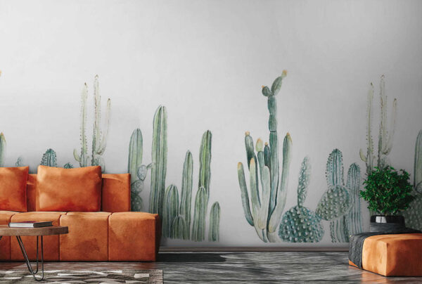 Group of cactuses on a white background Group of cactuses on a white background