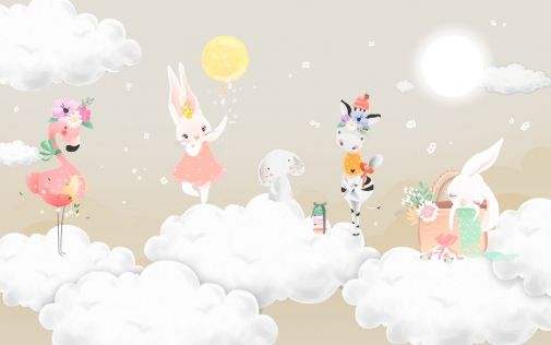 Group of animals on clouds