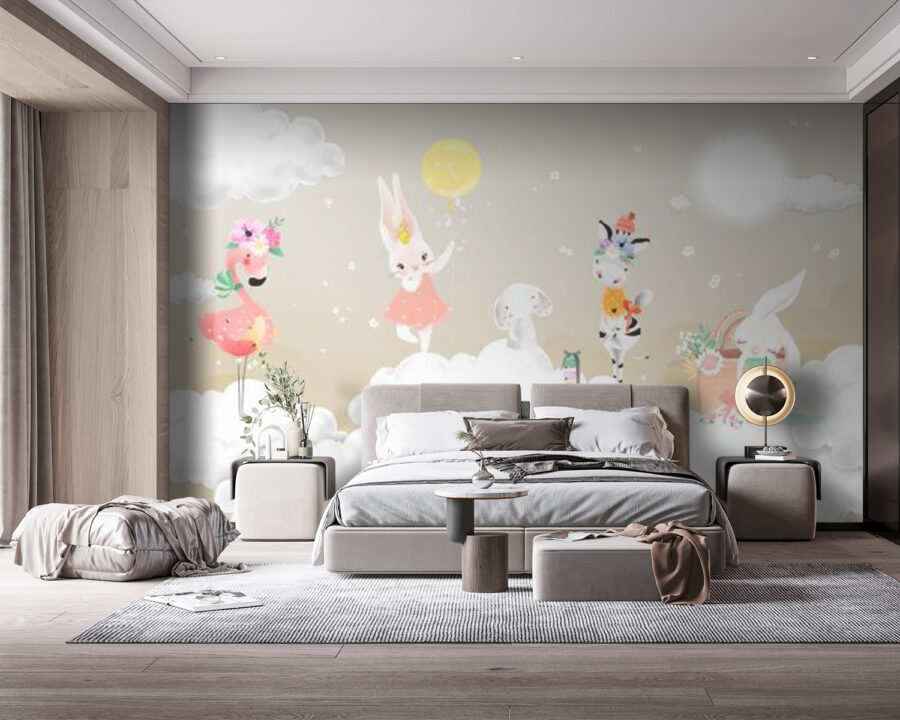 Group of animals on clouds