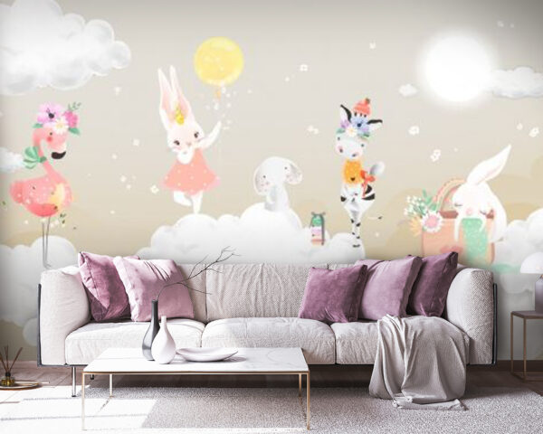 Group of animals on clouds Group of animals on clouds