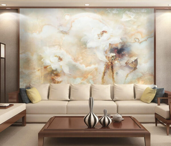 Painting of flowers on a marble surface Painting of flowers on a marble surface