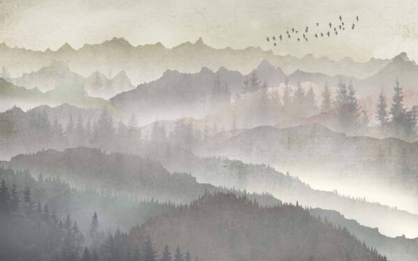 Birds flying over a mountain range Birds flying over a mountain range