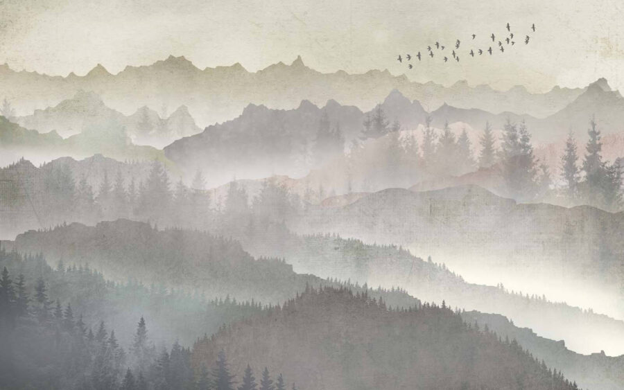 Birds flying over a mountain range Birds flying over a mountain range