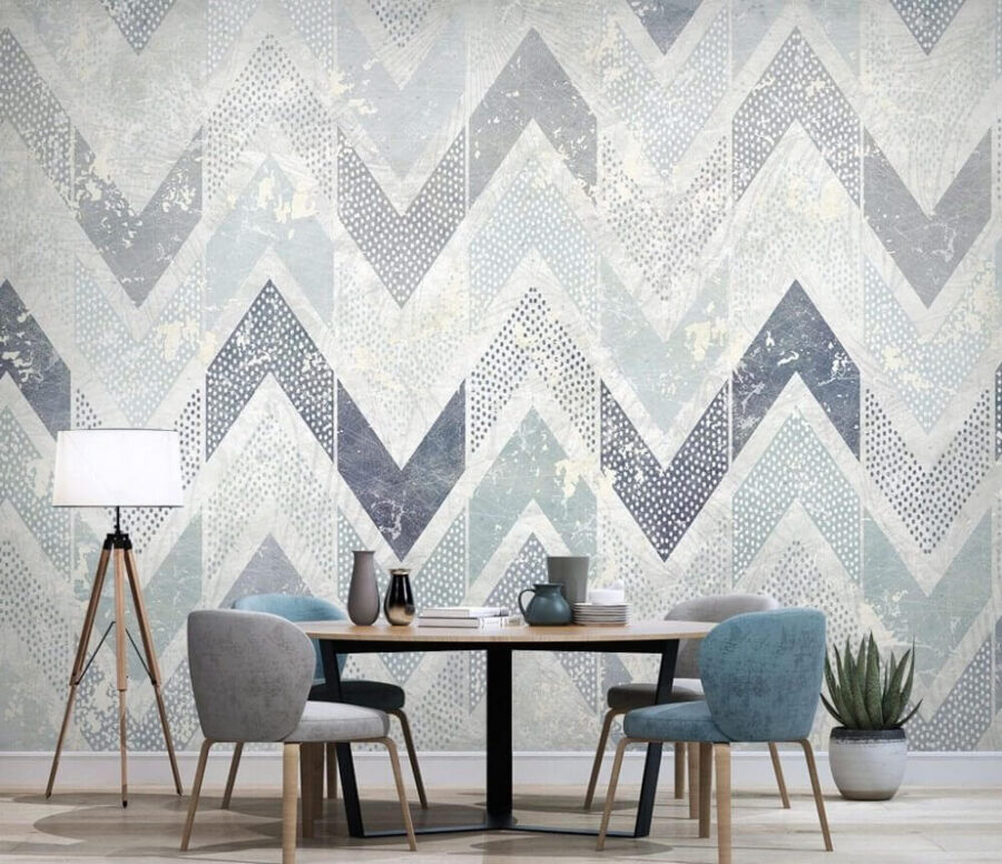 Pattern of blue and white chevrons