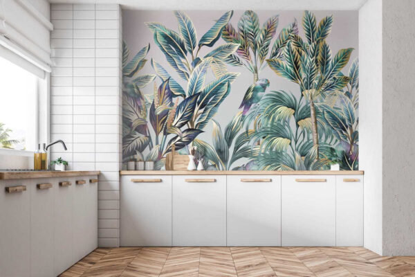 Tropical leaves with hidden birds. Tropical leaves with hidden birds.