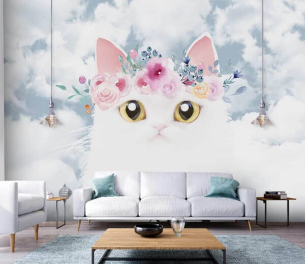 Cat with flowers on its head Cat with flowers on its head