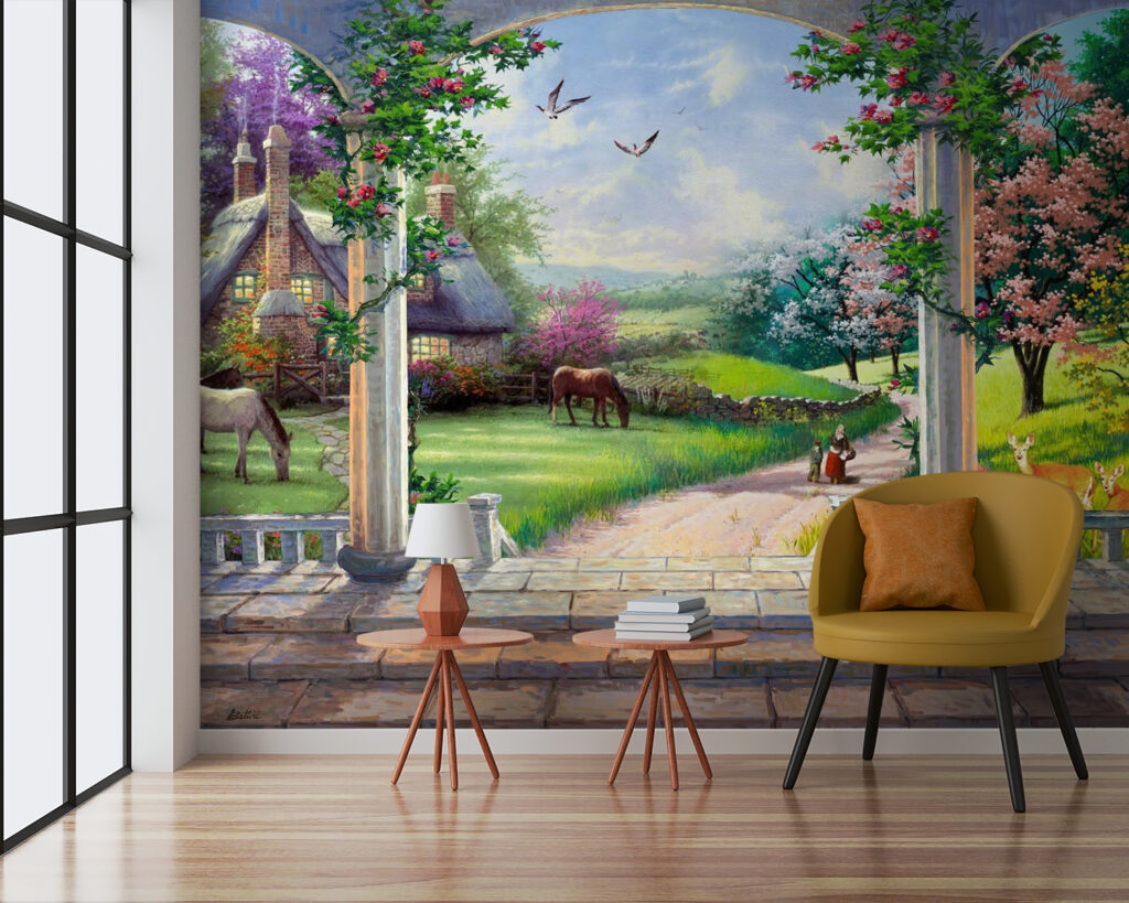 Painting of a landscape with a horse and a house u09760pig3 1024x819 - Painting of a landscape with a horse and a house - tegory