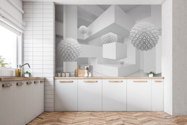 White room with white balls White room with white balls