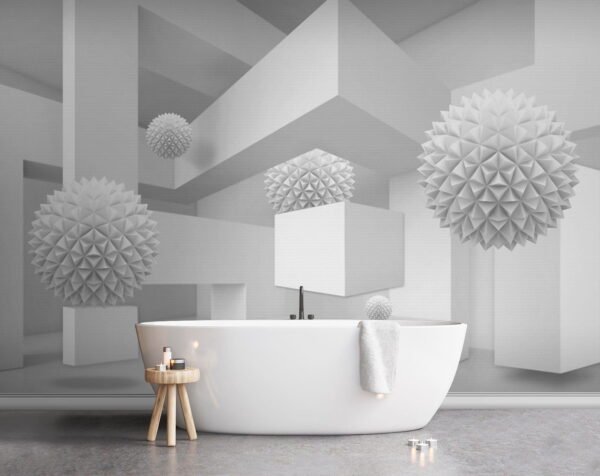 White room with white balls White room with white balls