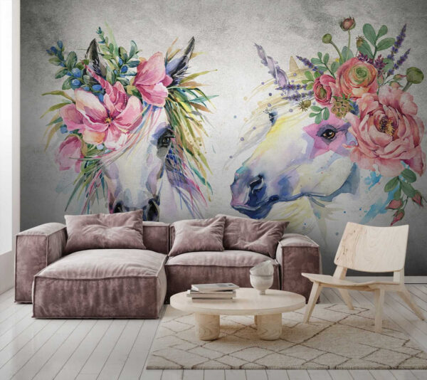 Couple of horses with flowers on their heads u14264pig5 600x534 - Couple of horses with flowers on their heads