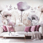 Wall murals Painting of flowers and butterflies