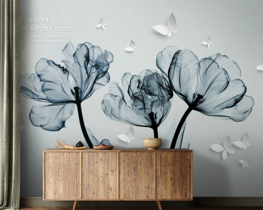 Black and white image of flowers