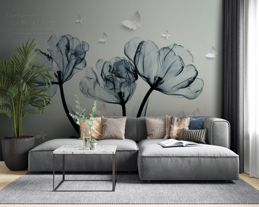 Black and white image of flowers
