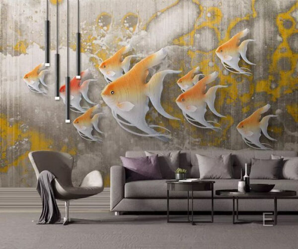 Colorful fish swimming together gracefully. Colorful fish swimming together gracefully.