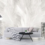 Wall murals White feathers on a white surface