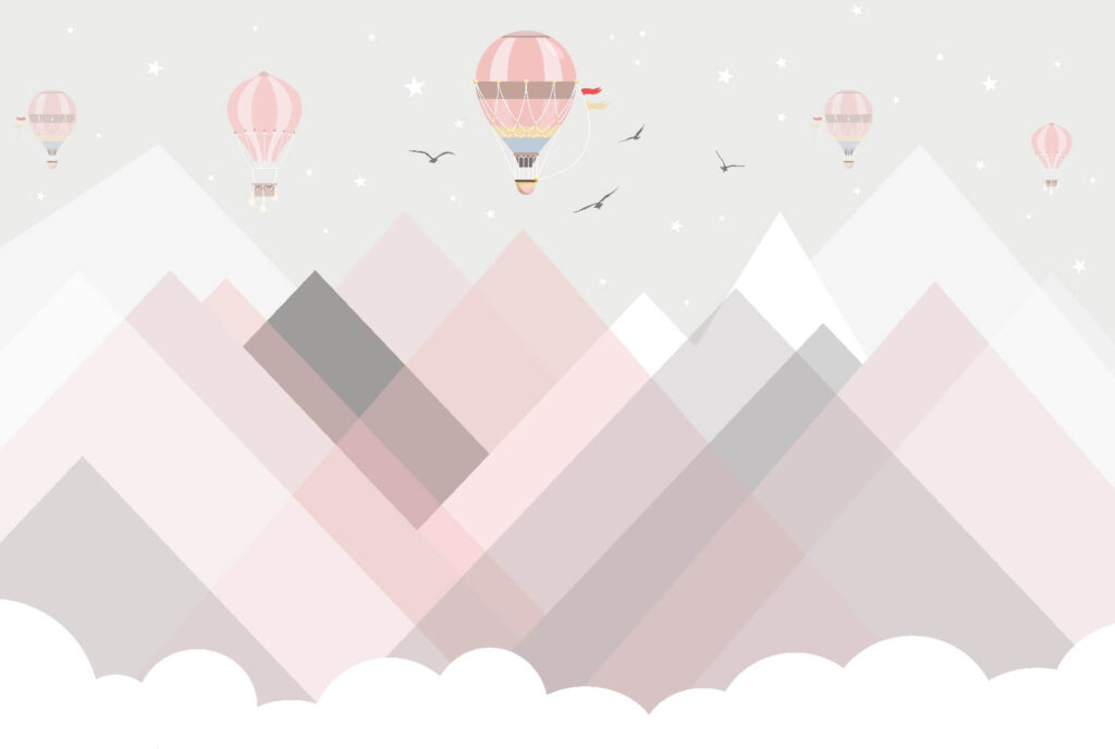 Hot air balloons over mountains Hot air balloons over mountains