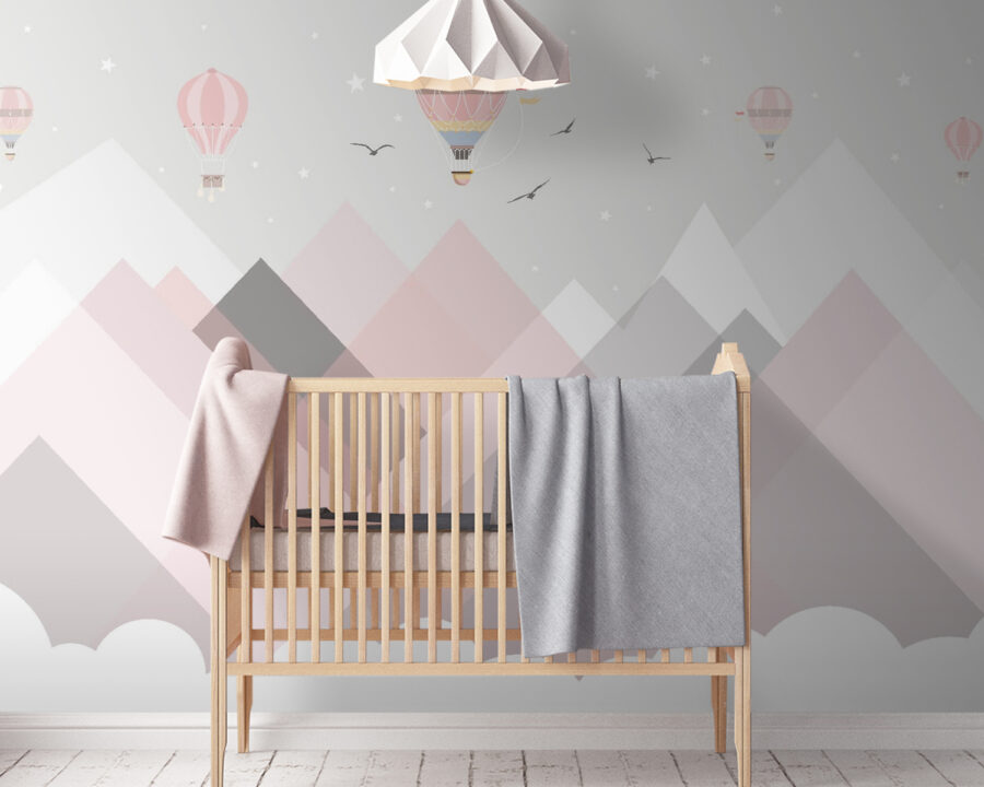 Wall murals Hot air balloons over mountains