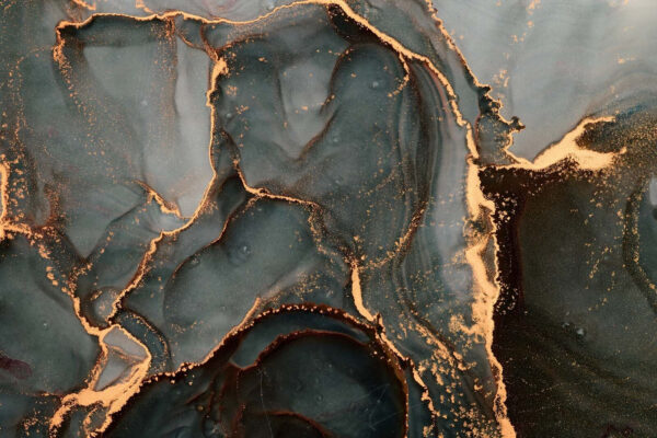 Swirling hues of teal and copper Swirling hues of teal and copper