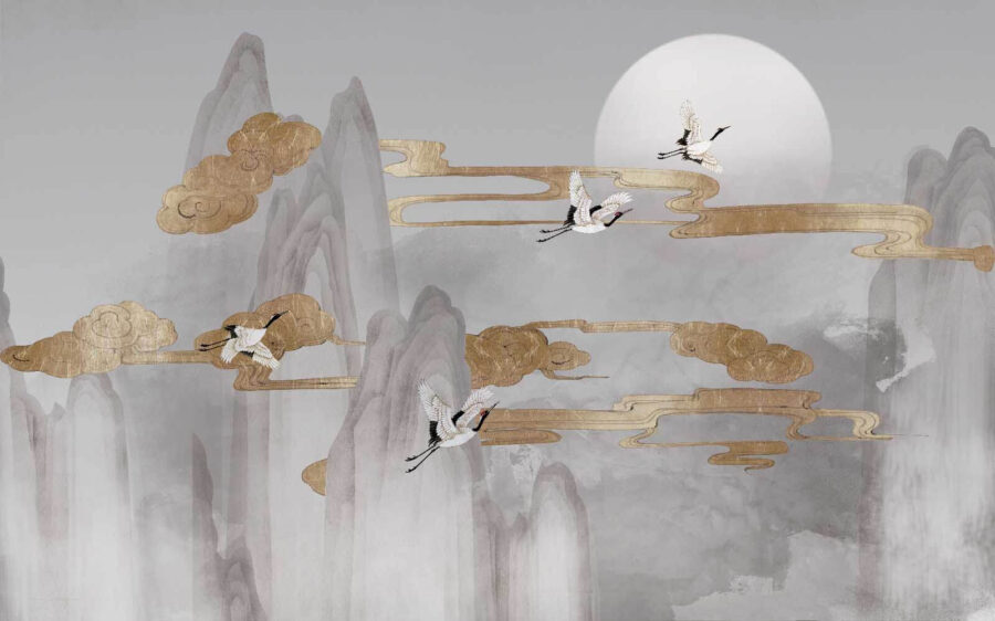 Painting of birds flying in the sky Painting of birds flying in the sky