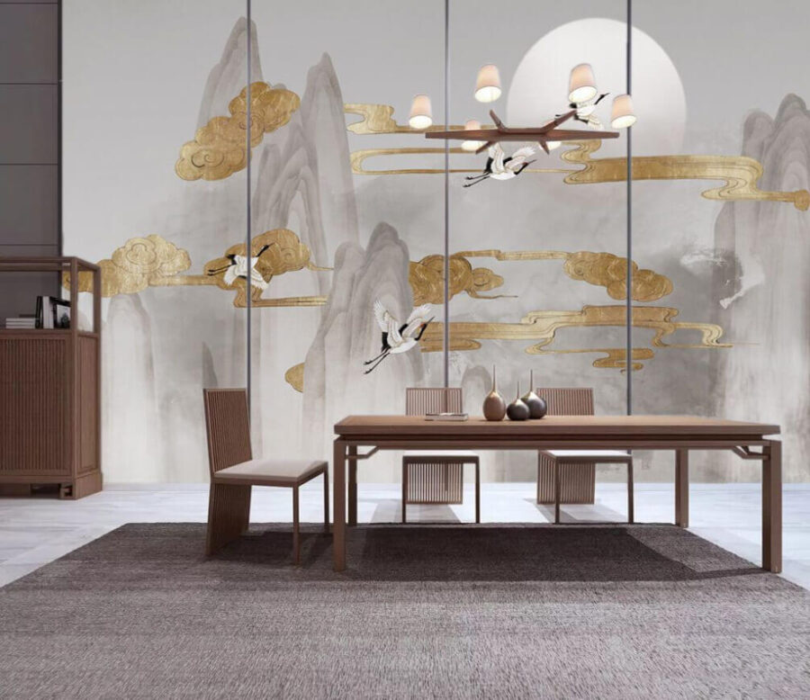 Painting of birds flying in the sky Painting of birds flying in the sky