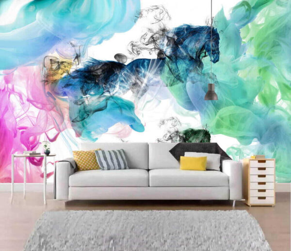 Horse in different colors of smoke Horse in different colors of smoke