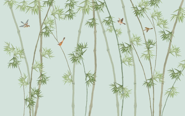 Wallpaper with bamboo branches and birds Wallpaper with bamboo branches and birds