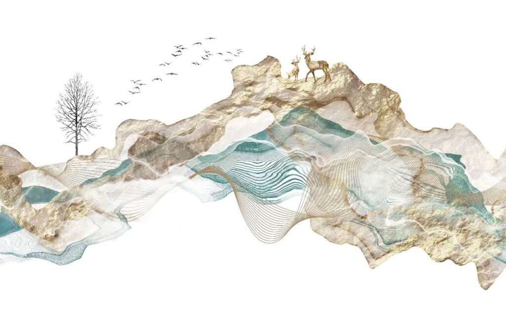 Painting of a mountain with birds flying around u23601p 1024x639 - Painting of a mountain with birds flying around - tegory