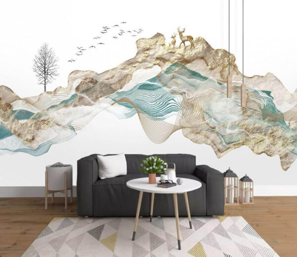 Wall murals Painting of a mountain with birds flying around (SKU: u23601) Wall murals Wall murals Painting of a mountain with birds flying around (SKU: u23601)