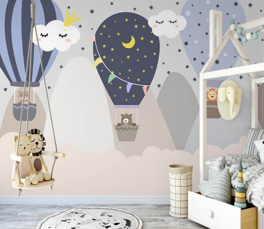 Cartoon hot air balloons in the sky Cartoon hot air balloons in the sky