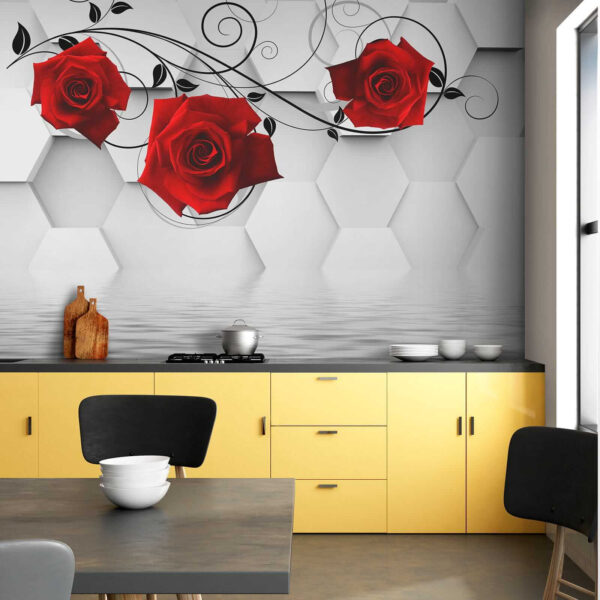 Wallpaper with red roses and black vines Wallpaper with red roses and black vines